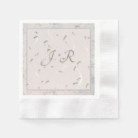 Peach & Gray Marble Monogramed Napkins