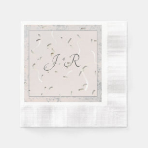 Peach & Gray Marble Monogramed Napkins