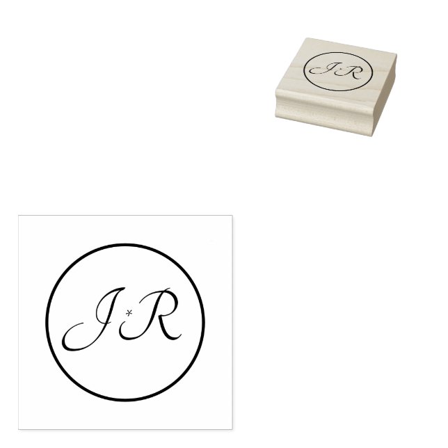 Peach & Gray Marble Monogramed Rubber Stamp (Stamped)