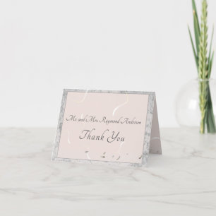 Peach & Gray Marble Monogramed Thank You Card