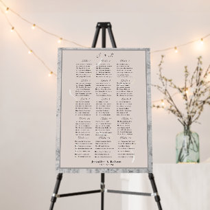 Peach& Gray Marble Monogrammed Seating Chart Foam Board
