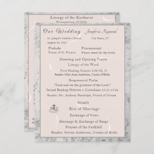 Peach& Gray Marble Nuptial Mass Program