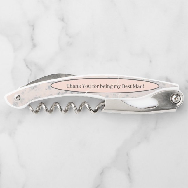 Peach & Gray Marble  Waiter's Corkscrew (Back)