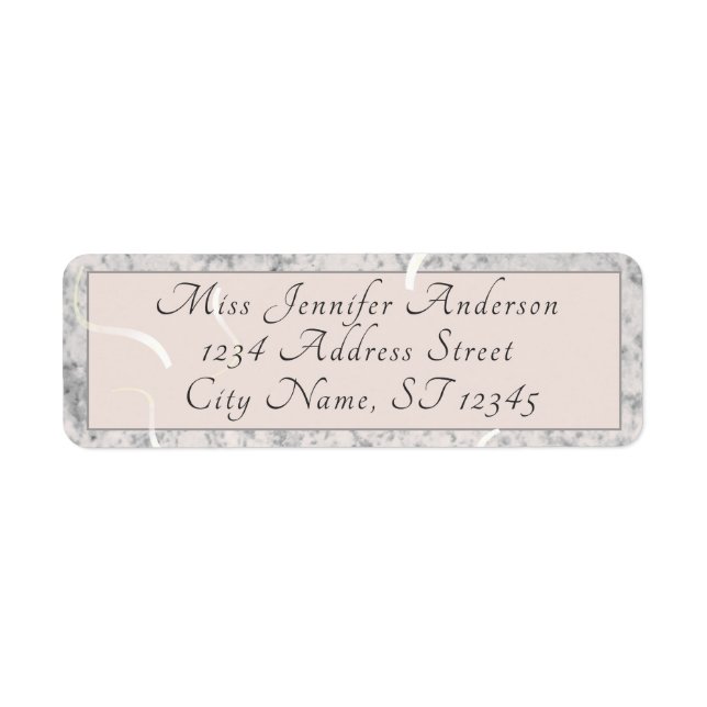 Peach & Gray Marble Wedding  Label (Front)