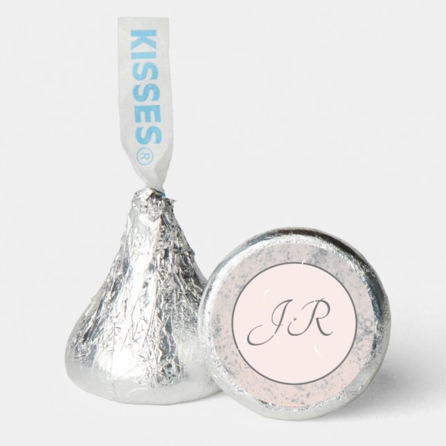 Peach & Gray Marbled Monogrammed Hershey's Favors (Front)