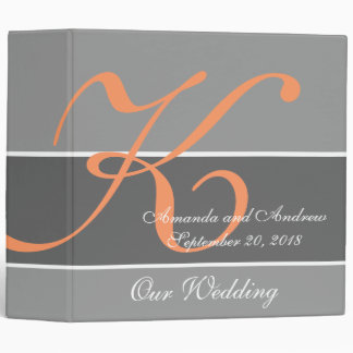 Peach, Gray Wedding Planner Keepsake 3 Ring Binder