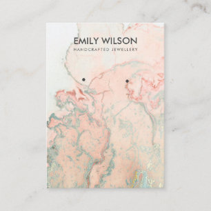 PEACH GREEN AGATE MARBLE EARRING DISPLAY CARD