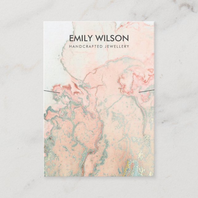 PEACH GREEN AGATE MARBLE NECKLACE DISPLAY CARD (Front)