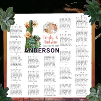 Peach Green Cactus Succulent Wedding Seating Chart by samack at Zazzle