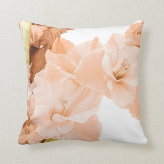 Peach Green Floral Decorative Throw Pillow Zazzle Com