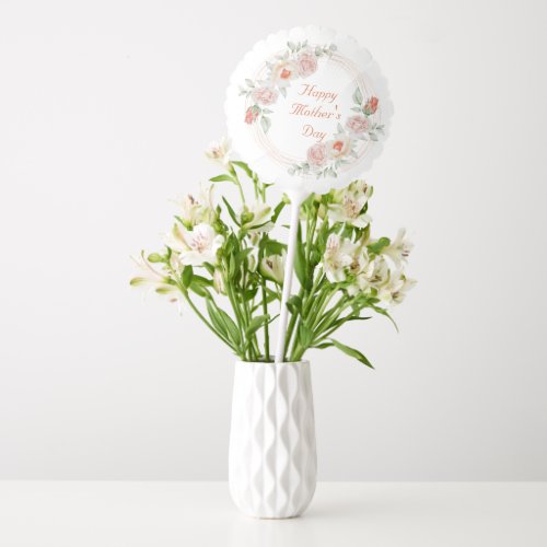 Peach Green Floral Elegant Happy Mothers Day Balloon