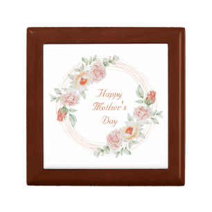 Peach Green Floral Elegant Happy Mother's Day Gift Box