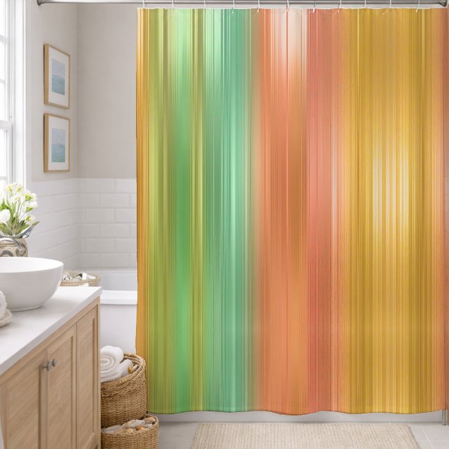 Peach Green Gold Stripe Shower Curtain (Creator Uploaded)