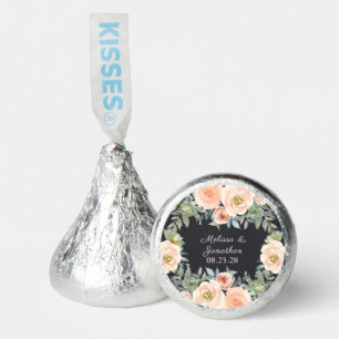 Peach Green Navy Pastel Floral Wedding Hershey®'s Kisses®