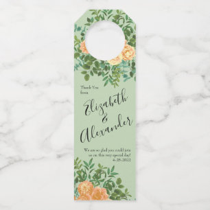 Peach Green Wedding Spring Pastel Bottle Hanger Tag