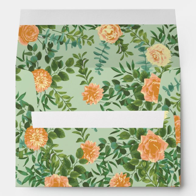 Peach Green Wedding Spring Pastel Envelope (Back (Bottom))