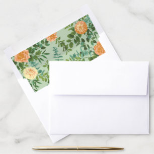 Peach Green Wedding Spring Pastel Envelope Liner
