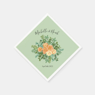 Peach Green Wedding Spring Pastel Floral Napkins