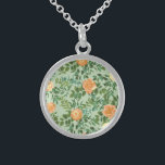 Peach Green Wedding Spring Pastel Sterling Silver Necklace<br><div class="desc">Beautiful floral peach and green spring floral wedding invitations are classic and perfect for a spring or summer wedding!  The soft pastel colors are gorgeous and elegant.</div>