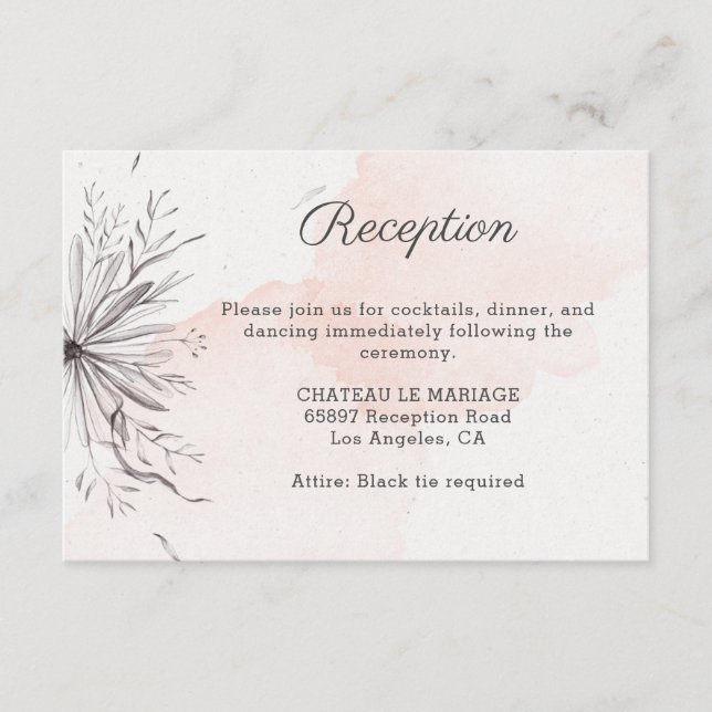 Peach & Grey elegant Wedding romantic delicate  Enclosure Card (Front)