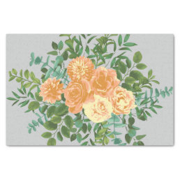 Peach Grey Wedding Vintage Floral Tissue Paper