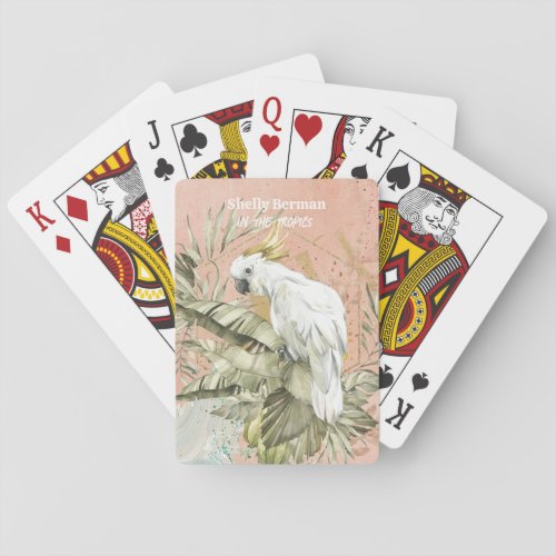 Peach Grunge Boho Floral Cockatoo Poker Cards