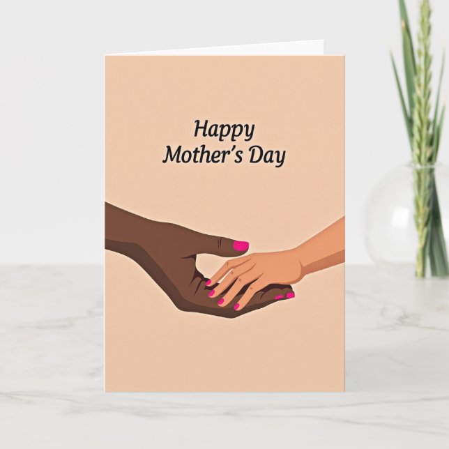 Peach Hand Embrace Mothers Day Card (Front)