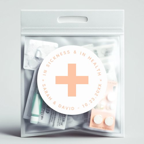 Peach Hangover Kit In Sickness and in Health Cross Classic Round Sticker