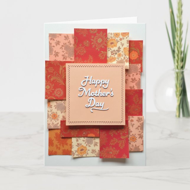 Peach Happy Mothers Day Art Card (Front)