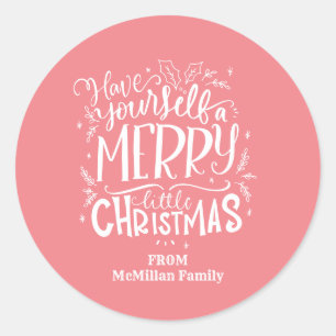 Peach Have Yourself A Merry Little Christmas Classic Round Sticker