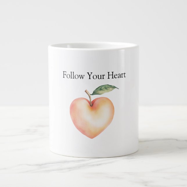 Peach Heart Giant Coffee Mug (Front)