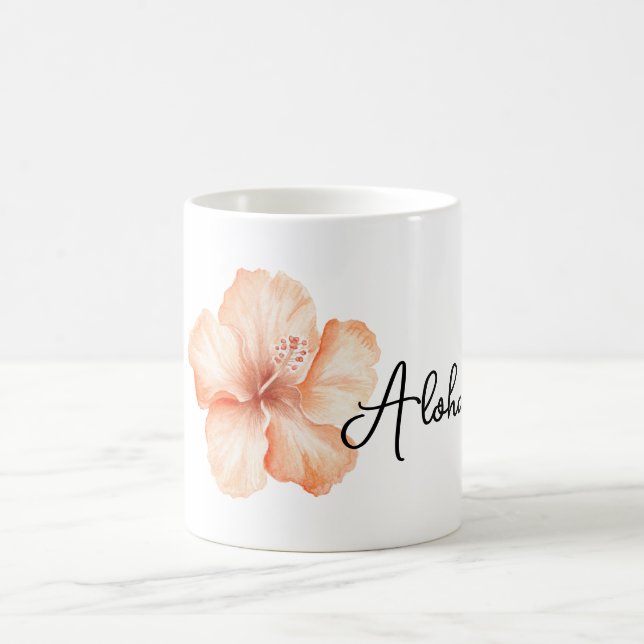 Peach Hibiscus Flower Aloha Coffee Mug (Center)
