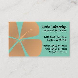 Peach Hibiscus Flowers Mommy Contact Card