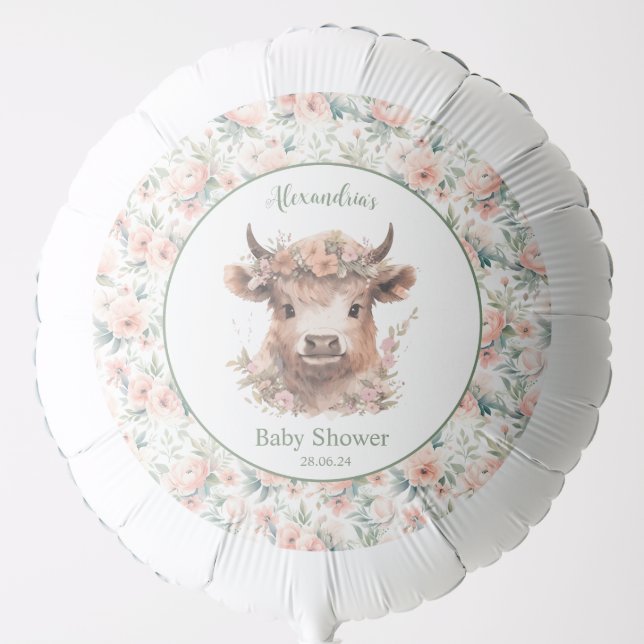 Peach Highland Cow Balloon (Front)