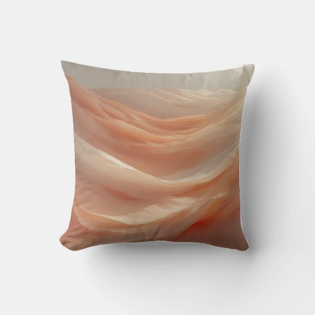 Peach Horizon Glow Throw Pillow (Front)