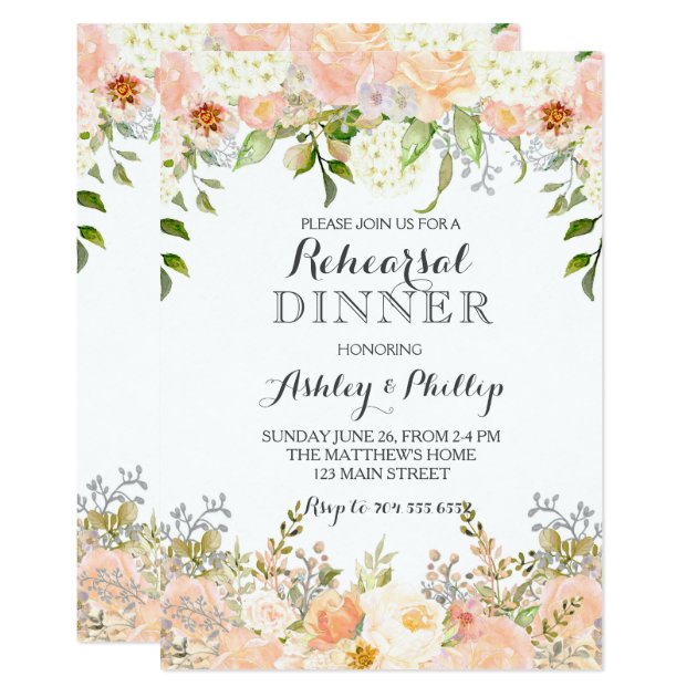 Peach Hydrangea Bridal Shower Invitation
