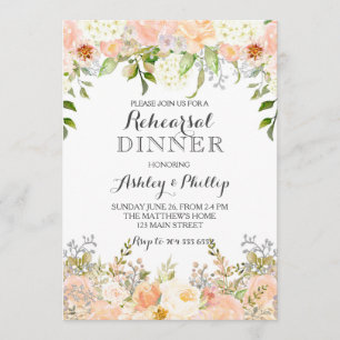 peach hydrangea bridal shower invitation
