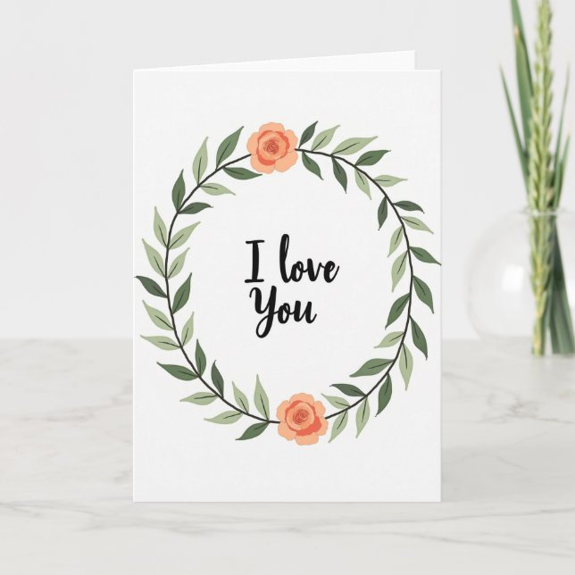 Peach I Love You Floral Card (Front)