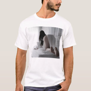 peach in blue T-Shirt