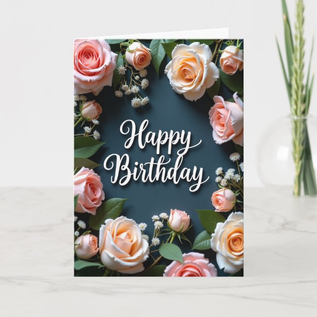 Peach Ivory Birthday Card (Front)