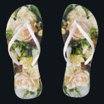 Peach & Ivory Roses Wedding Bridal Flip Flops<br><div class="desc">Walk on a bed of roses all day long with these beautiful and stylish flip flops from our Peach & Ivory Roses Wedding Suite! Choose your style (slim or wide straps, as well as the color), prior to placing into your shopping cart. These make a great gift for the bride...</div>