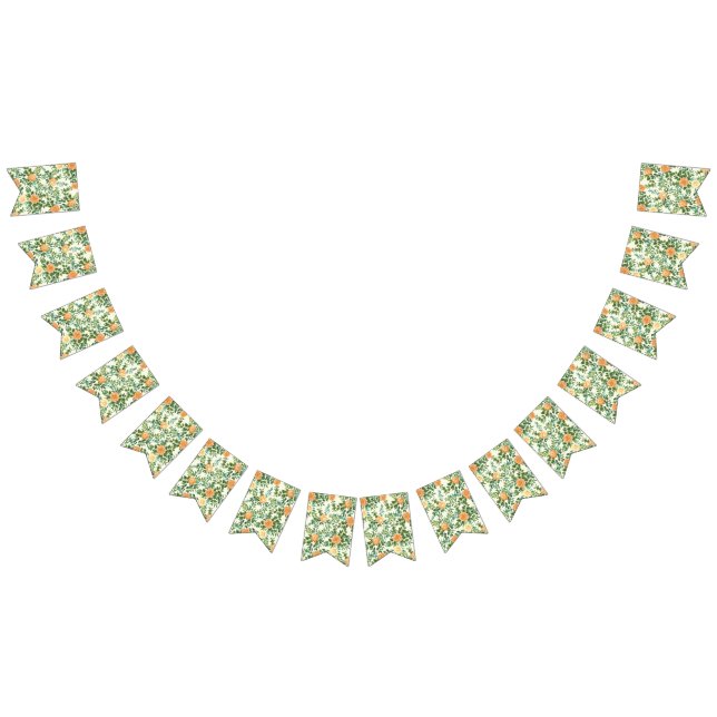 Peach Ivory Wedding Vintage Rose Bunting Flags (All)