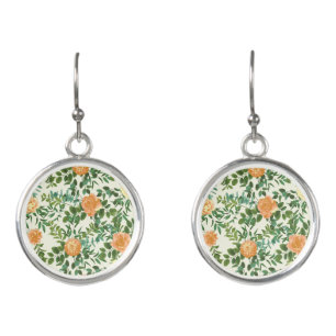 Peach Ivory Wedding Vintage Rose Earrings