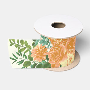 Peach Ivory Wedding Vintage Rose Satin Ribbon