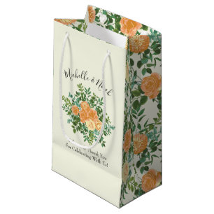 Peach Ivory Wedding Vintage Rose Small Gift Bag