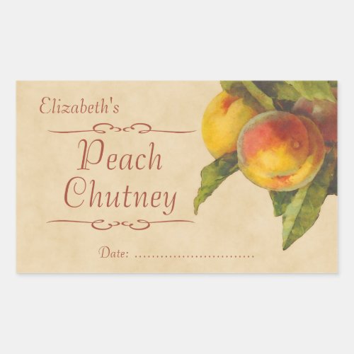 Peach jam or canning rectangular sticker