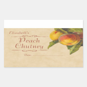 Peach jam or canning rectangular sticker