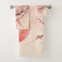 Peach Japanese Lanterns Sakura Blossoms