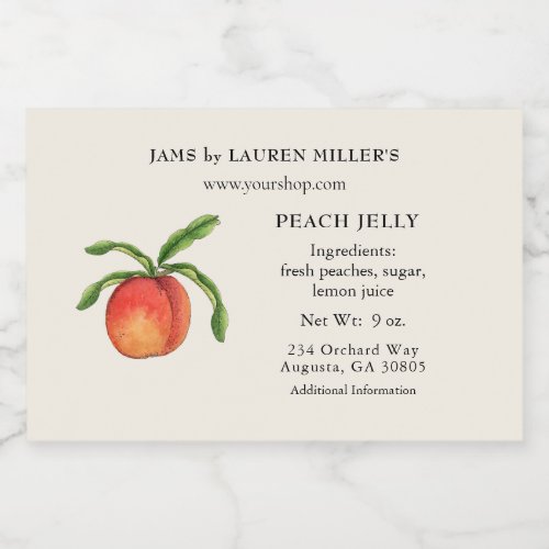Peach Jelly Label with Ingredient list