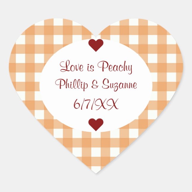 Peach Jelly Wedding Favor Jar Sticker Labels (Front)